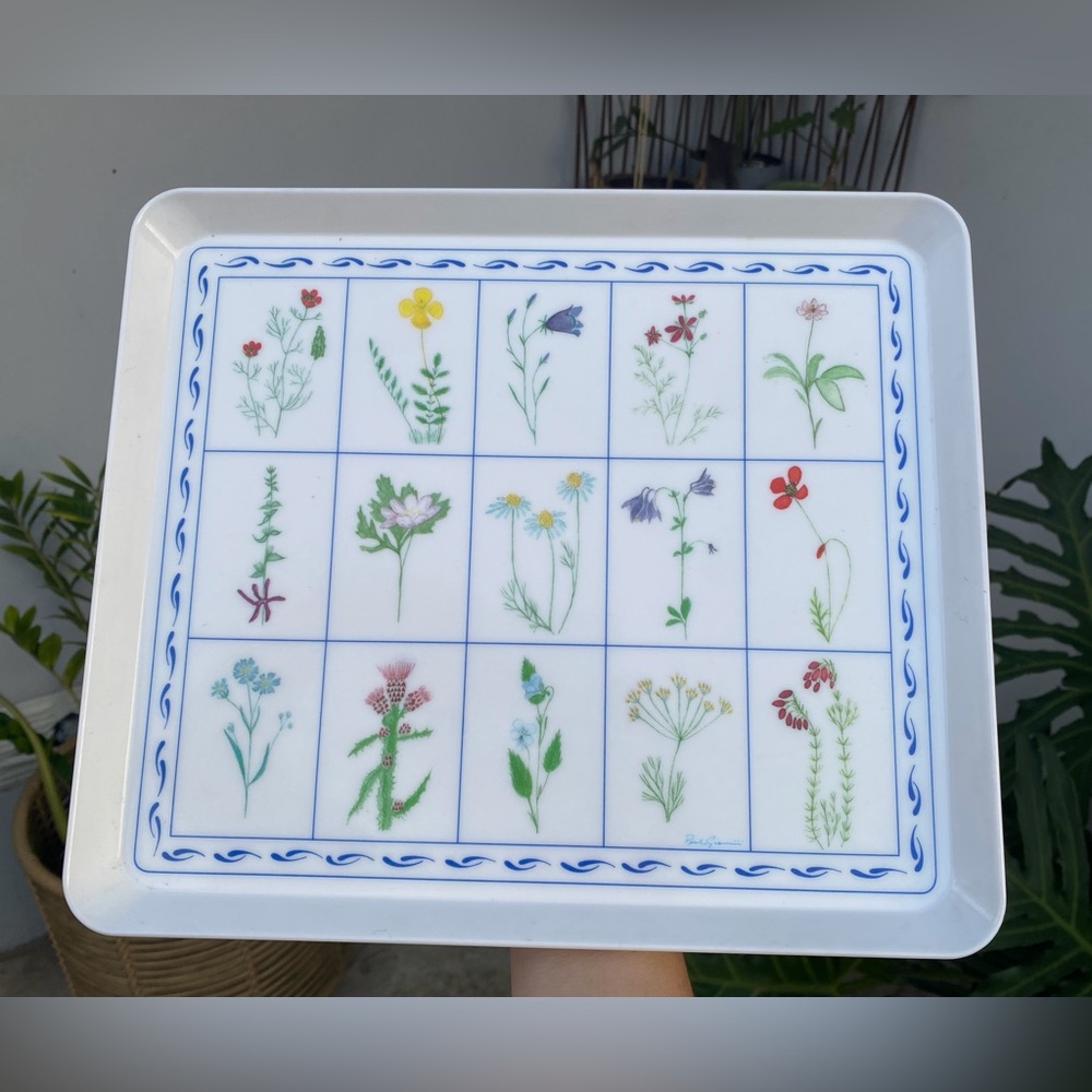 Vintage Italian Botanical Melamine Serving Tray